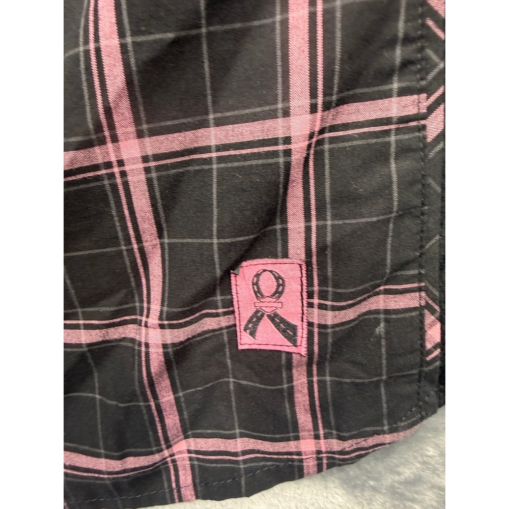 Harley Davidson Shirt women Performance Plaid Black Pink cancer support Small - Picture 7 of 11